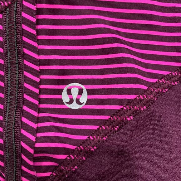 Lululemon Athletica Sz 8 Run For Your Life Crop Leggings Hyper Stripe Raspberry - Picture 3 of 10